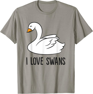 Cute Swan Drawing I Love Swans Love Swan T-Shirt - T-Shirt | Sand