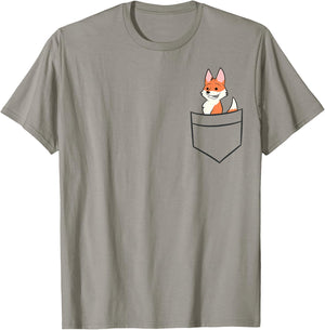 Fox In The Pocket Cute Baby Pocket Fox T-Shirt - T-Shirt | Sand