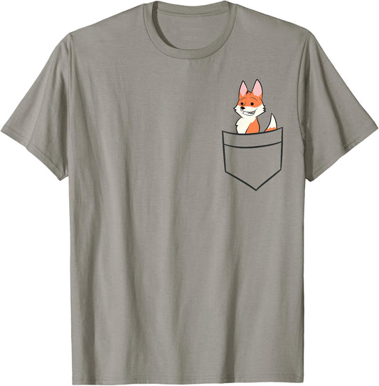 Fox In The Pocket Cute Baby Pocket Fox T-Shirt - T-Shirt | Sand