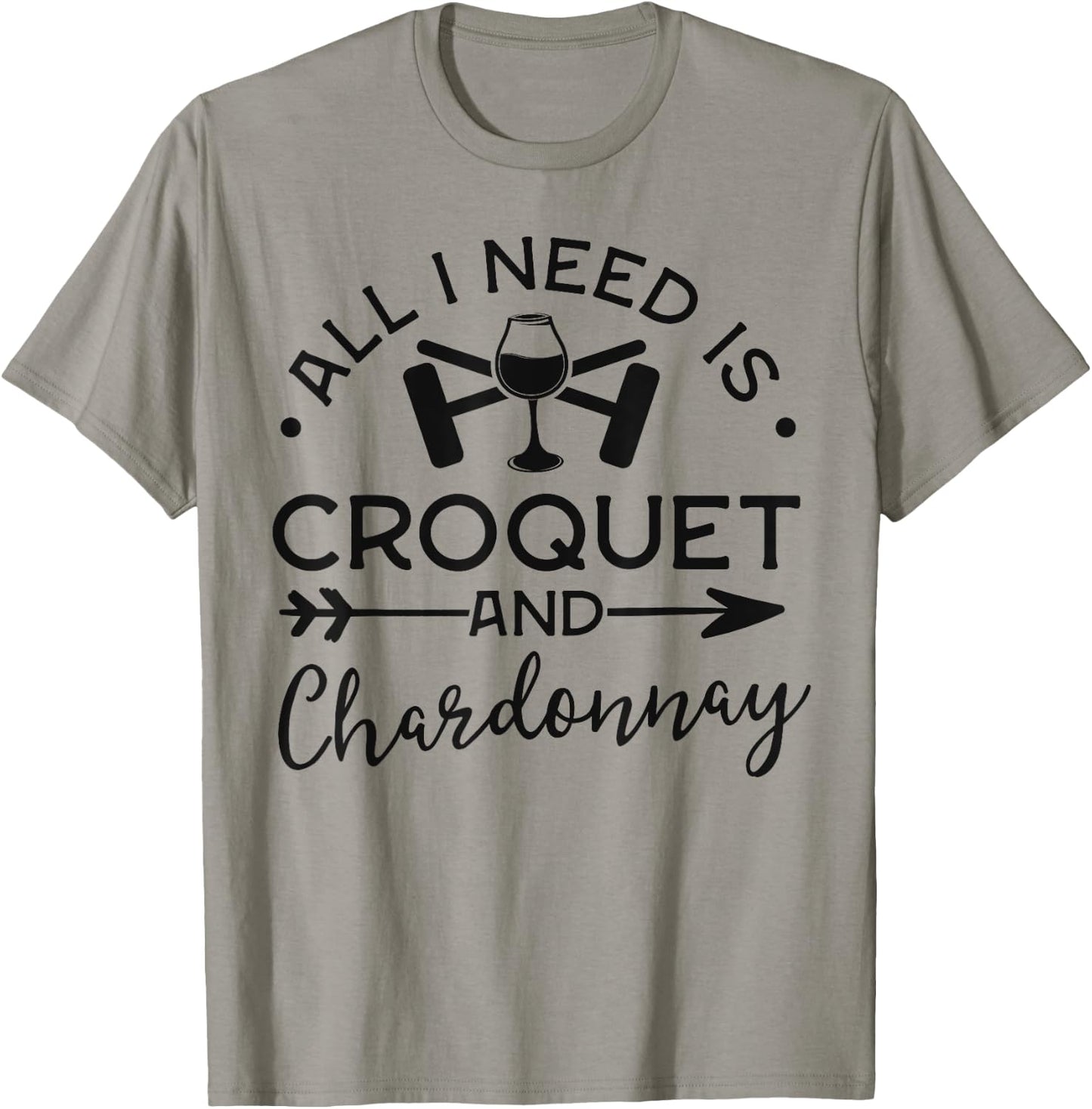Croquet Shirts Club Gift Croquet And Chardonnay T-Shirt - T-Shirt | Sand