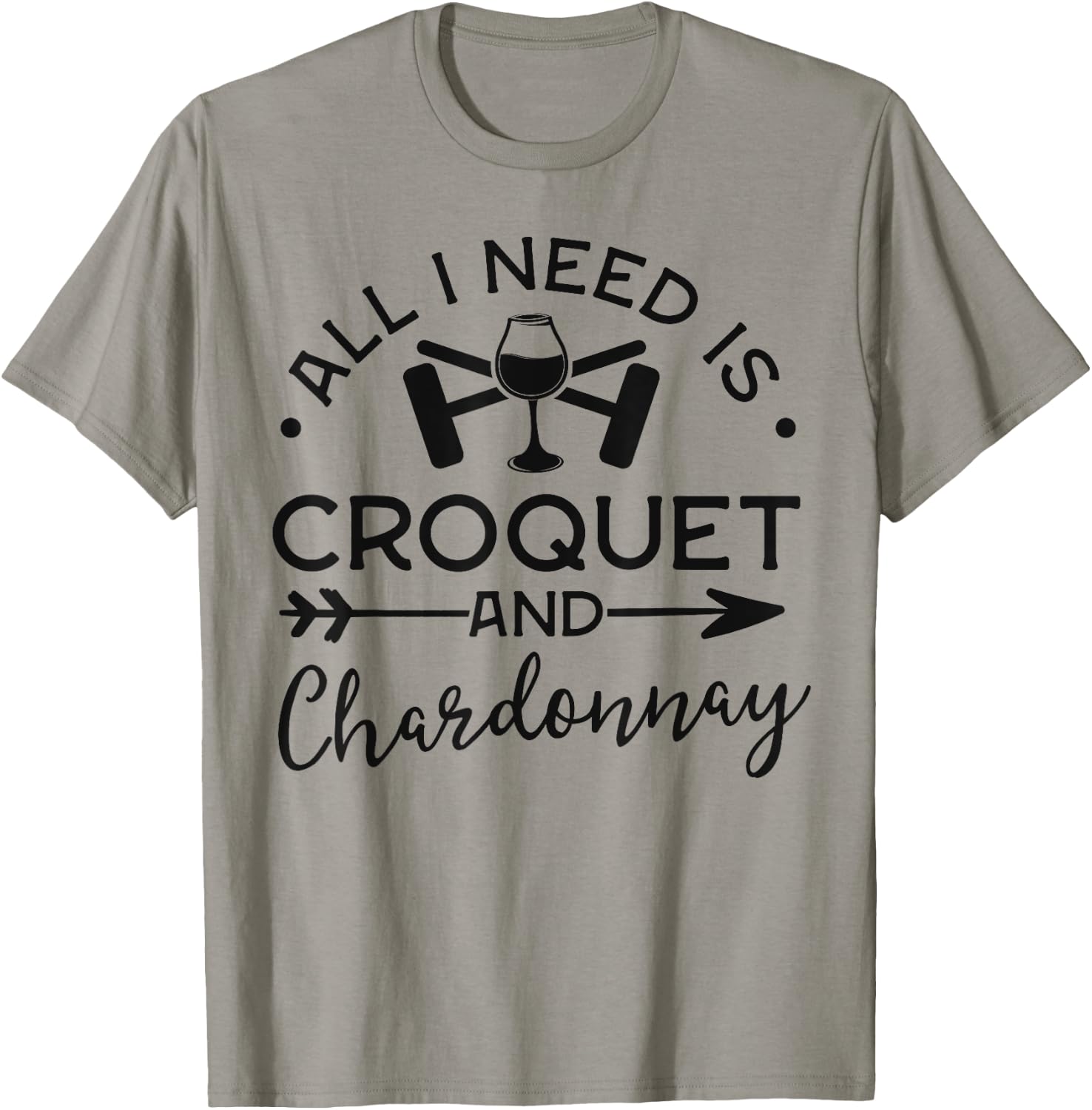 Croquet Shirts Club Gift Croquet And Chardonnay T-Shirt - T-Shirt | Sand