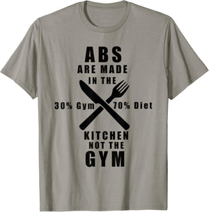 Abs Are Made in the Kitchen Not the Gym T-Shirt - T-Shirt | Sand