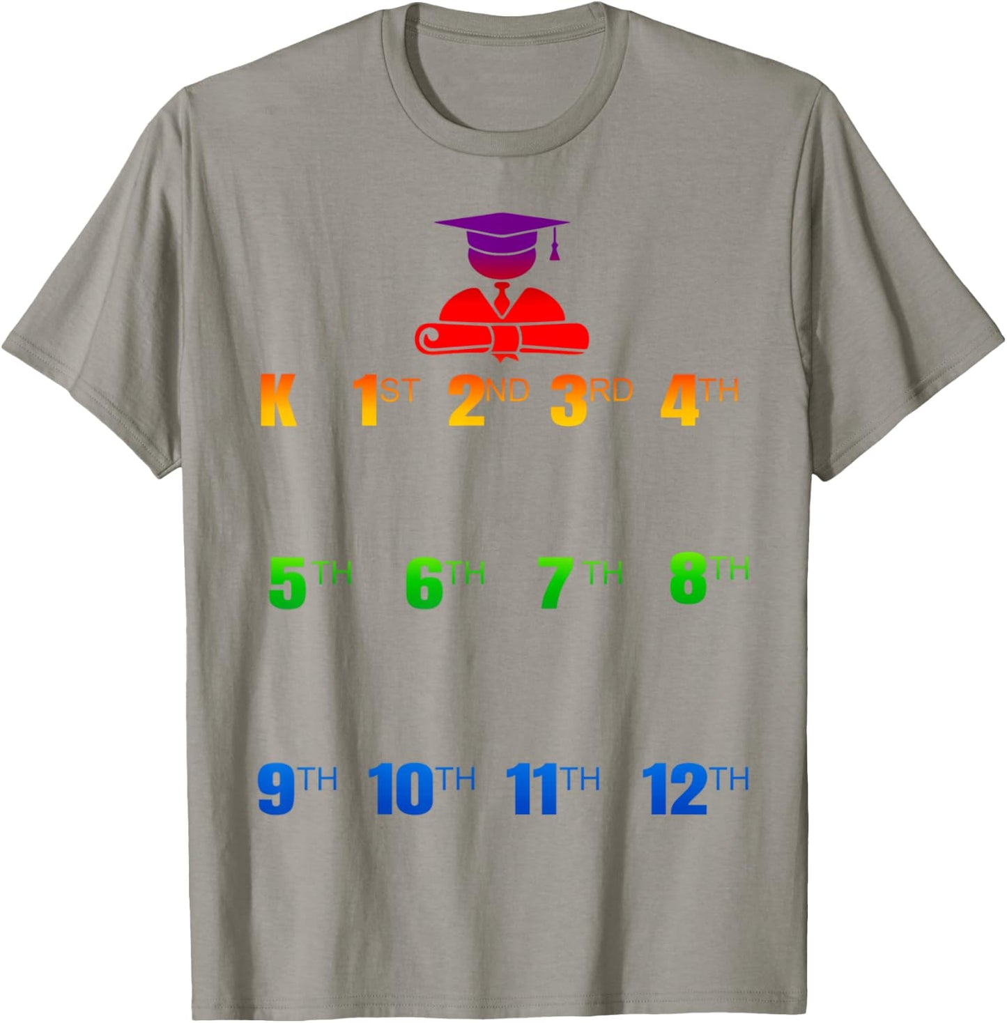 K-12 Handprints Grow With Me School Year Chart T-Shirt - T-Shirt | Sand