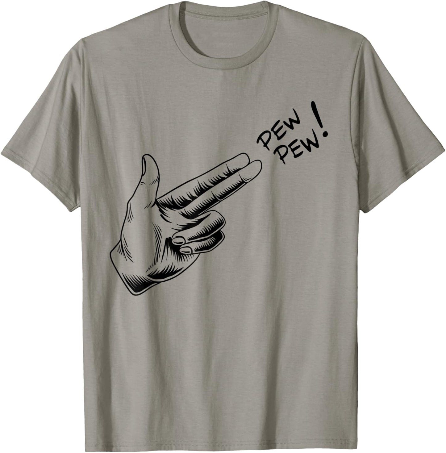 Hand Hands Pew Gun Line Art Scatch Lined Halloween Costume T-Shirt - T-Shirt | Sand