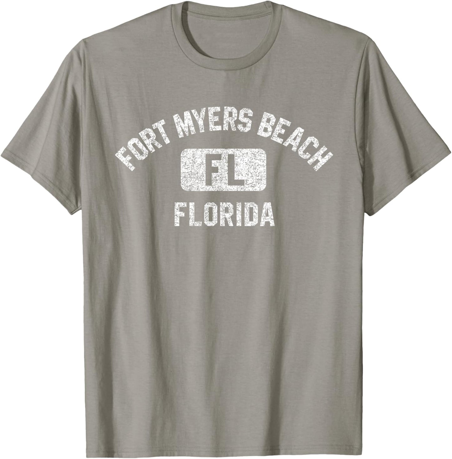 Fort Myers Beach FL Gym Style Pink w Distressed White Print Women Kids T-Shirt - T-Shirt | Sand