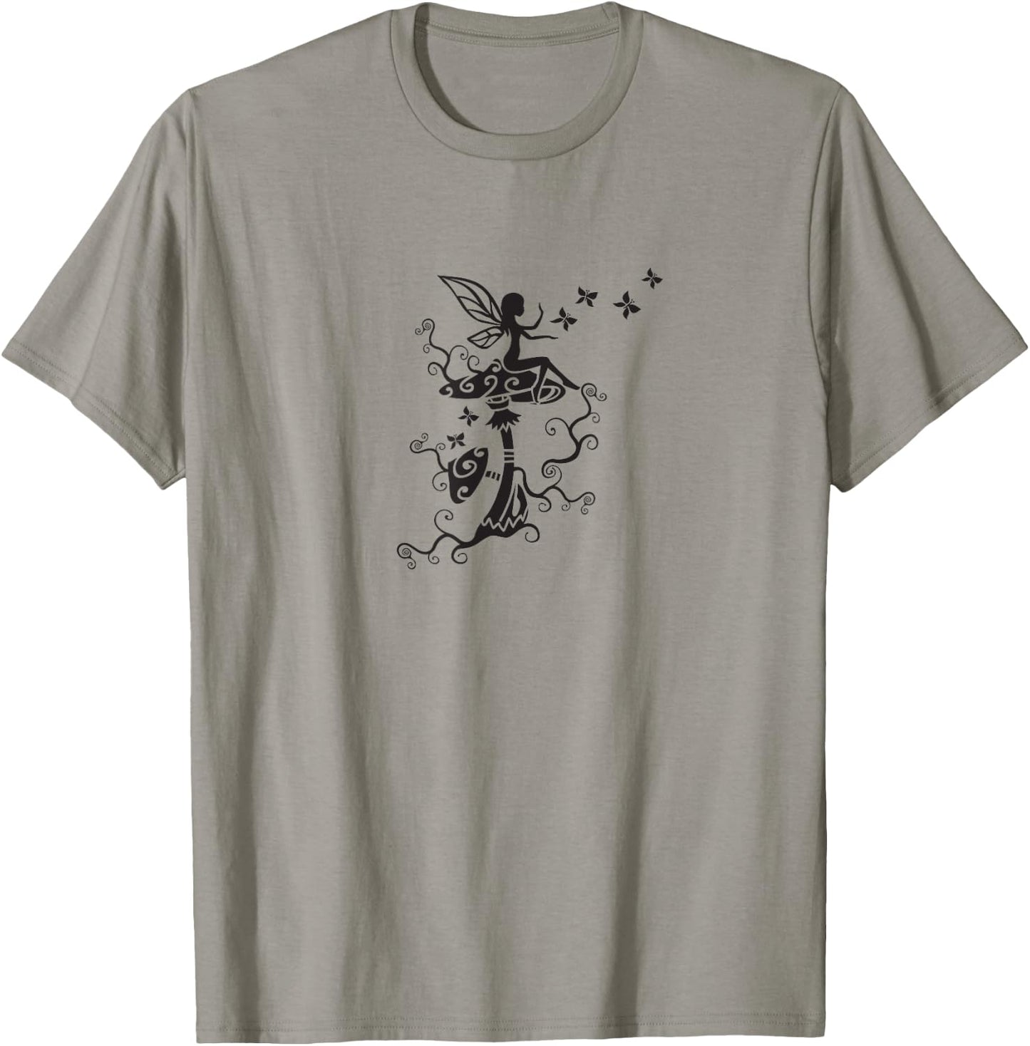 Fairy butterflies mushrooms elf magic Wicca nature mythology T-Shirt - T-Shirt | Sand