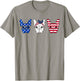 French Bulldog American Flag Patriotic Frenchie Bulldog T-Shirt - T-Shirt | Sand