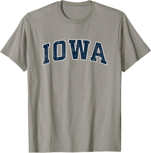 Iowa IA Vintage Sports Design Navy Design T-Shirt - T-Shirt | Sand