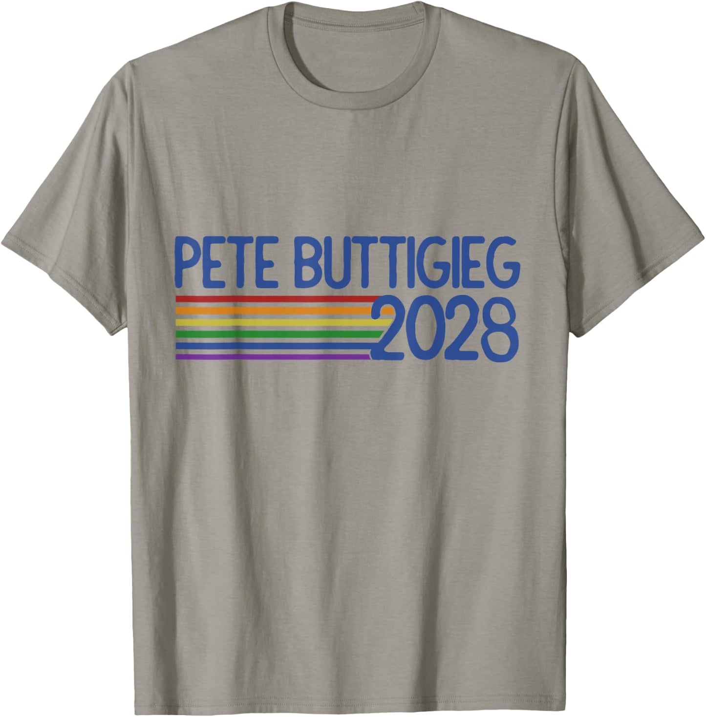 Pete Buttigieg 2028 Retro Rainbow mayor Pete Buttigieg T-Shirt - T-Shirt | Sand