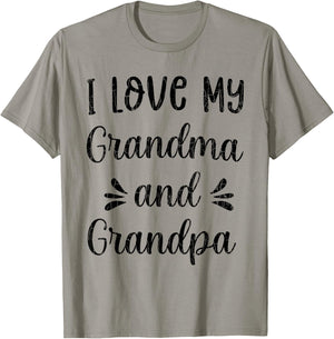 I Love My Grandma And Grandpa Funny Grandparents Graphic T-Shirt - T-Shirt | Sand