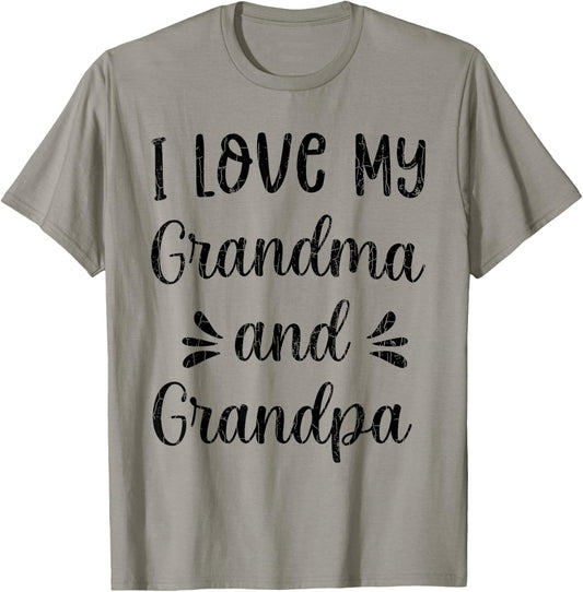 I Love My Grandma And Grandpa Funny Grandparents Graphic T-Shirt - T-Shirt | Sand