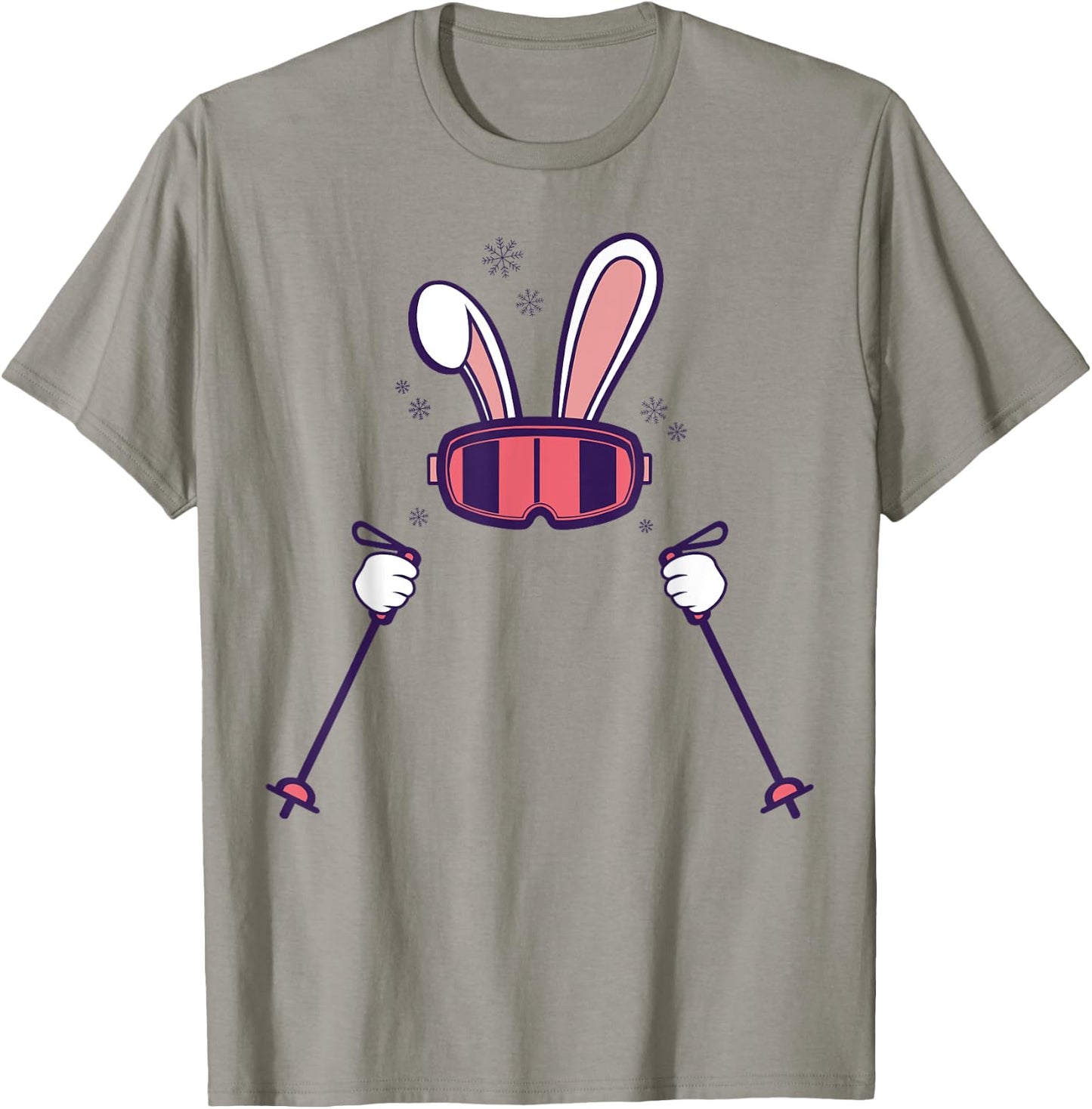 Skiing Rabbit Fun Winter Sports Easter Bunny Vibes T-Shirt - T-Shirt | Sand