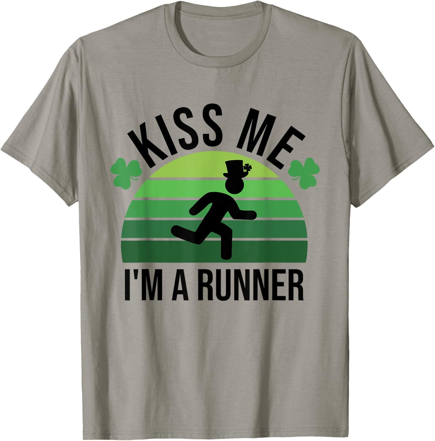 Kiss Me I'm A Runner Retro Marathon Running St Patrick's Day T-Shirt - T-Shirt | Sand