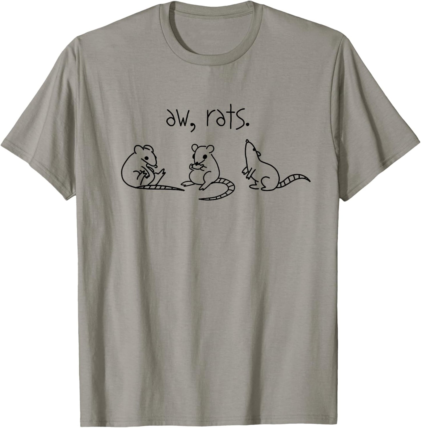Picadilly Printables Rats - Aw, Rats! Cute Rat Trio -Adult , Grey, Small, Classic Fit, Short Sleeve T-Shirt - T-Shirt | Sand