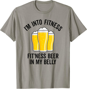 Im Into Fitness Fitting This Beer in My Belly Funny Drinking T-Shirt - T-Shirt | Sand