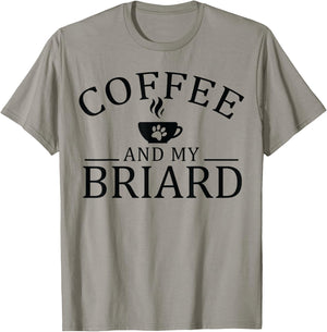 Briard Dog And Coffee Women T-Shirt - T-Shirt | Sand