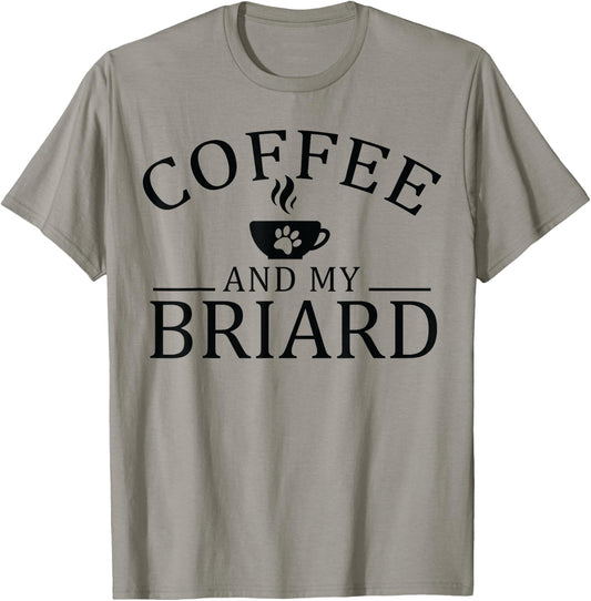 Briard Dog And Coffee Women T-Shirt - T-Shirt | Sand