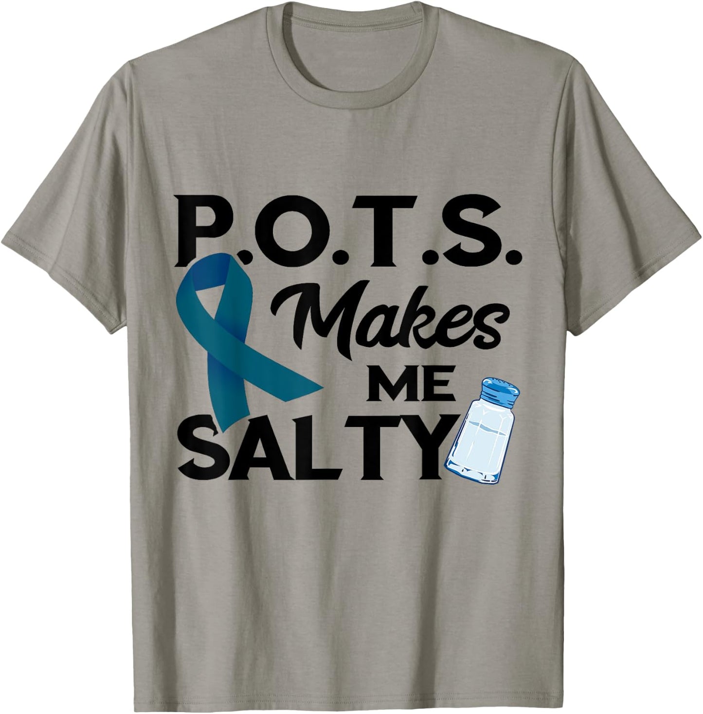 Teal Ribbon Pots Makes Me Salty Pots Awareness T-Shirt - T-Shirt | Sand