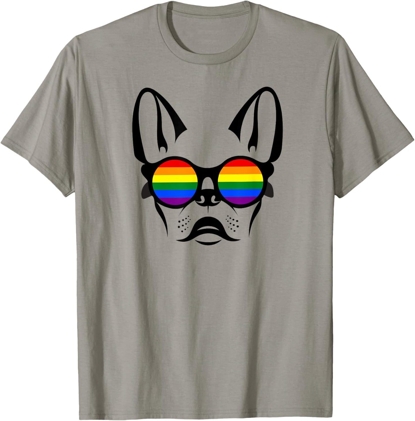 Gay French bulldog with rainbow pride sunglasses Men Women T-Shirt - T-Shirt | Sand