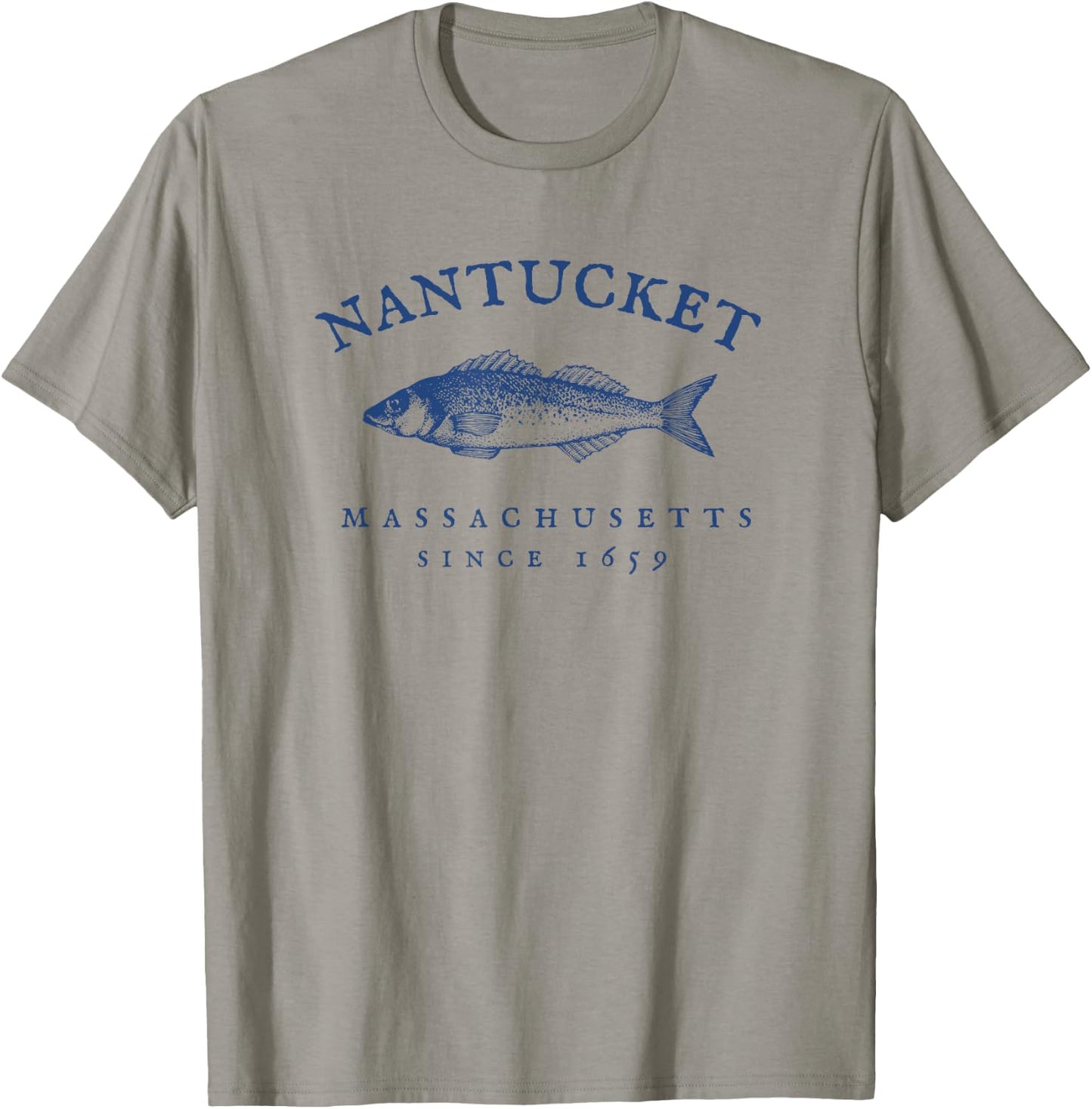 Retro Nantucket Massachusetts Fishing T-Shirt - T-Shirt | Sand