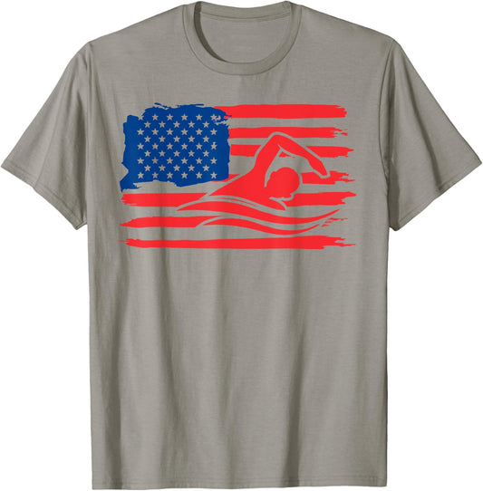 Vintage american flag swim team swimmer funny swimming gift Kids Men T-Shirt - T-Shirt | Sand