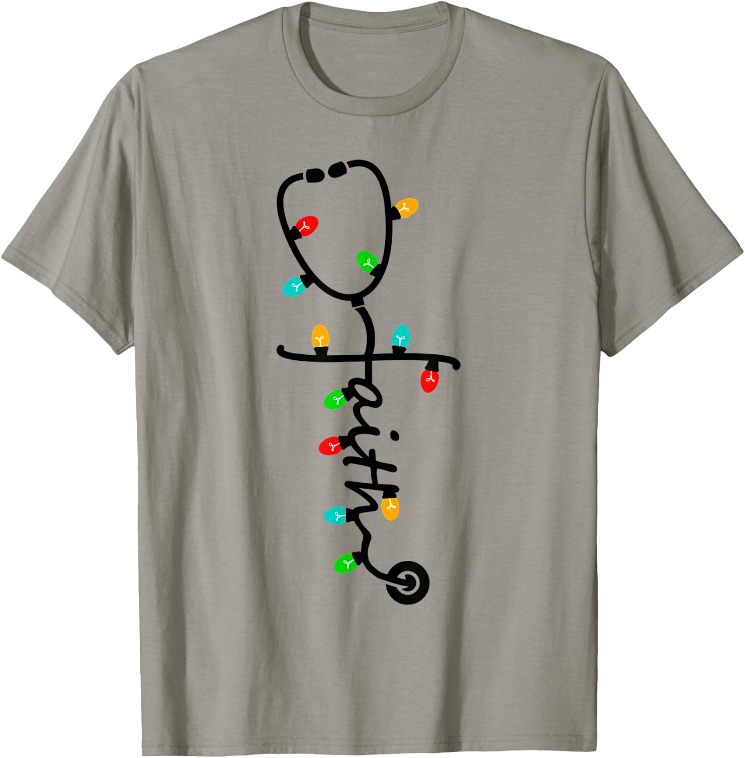 Nurse Gift Nursing Christ Christmas Xmas Lights T-Shirt - T-Shirt | Sand