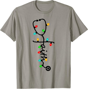 Nurse Gift Nursing Christ Christmas Xmas Lights T-Shirt - T-Shirt | Sand