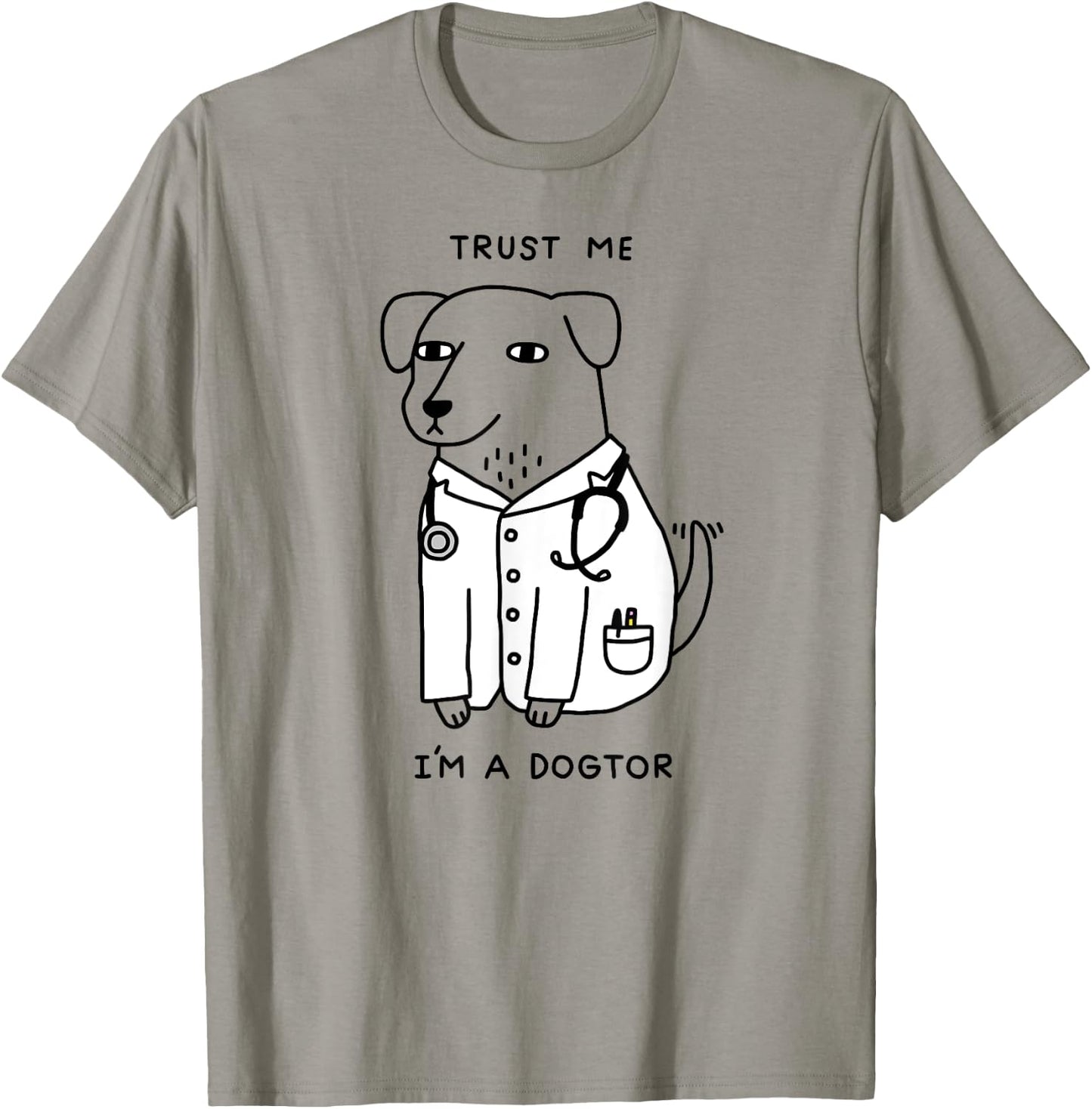 Obinsun -Adult Dog Lovers, Veterinarians Blue Cartoon Dog Doctor T-Shirt - T-Shirt | Sand