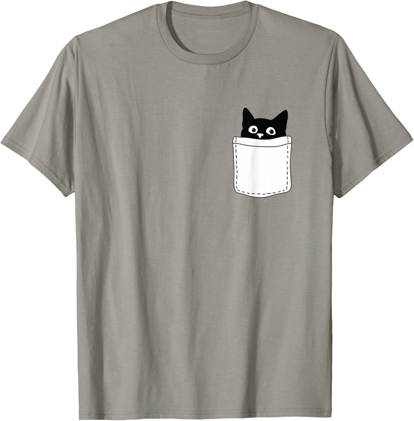 Cute Black Cat Spy Peeking in Pocket for Kitten Lovers T-Shirt - T-Shirt | Sand