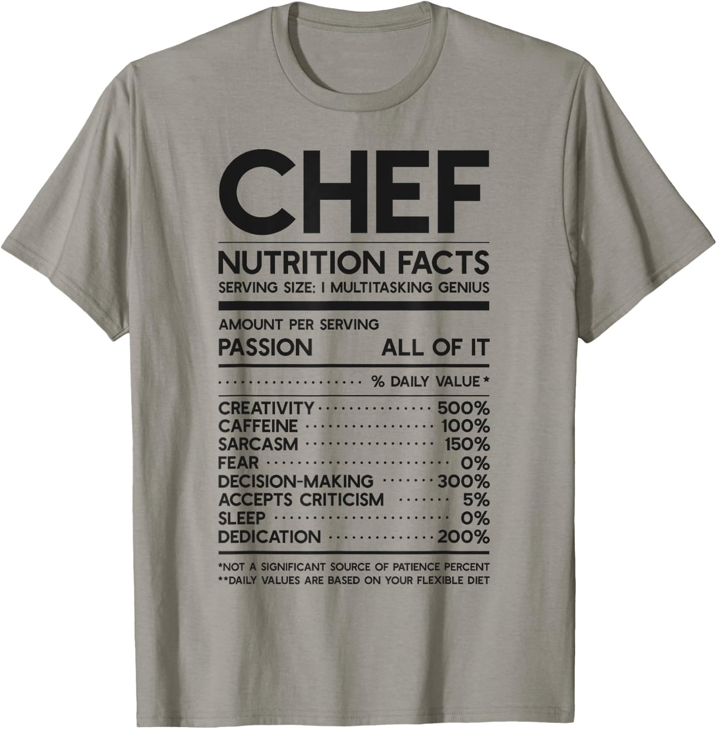 Chef Nutrition Facts Funny Cook Men Women Vintage Cooking T-Shirt - T-Shirt | Sand