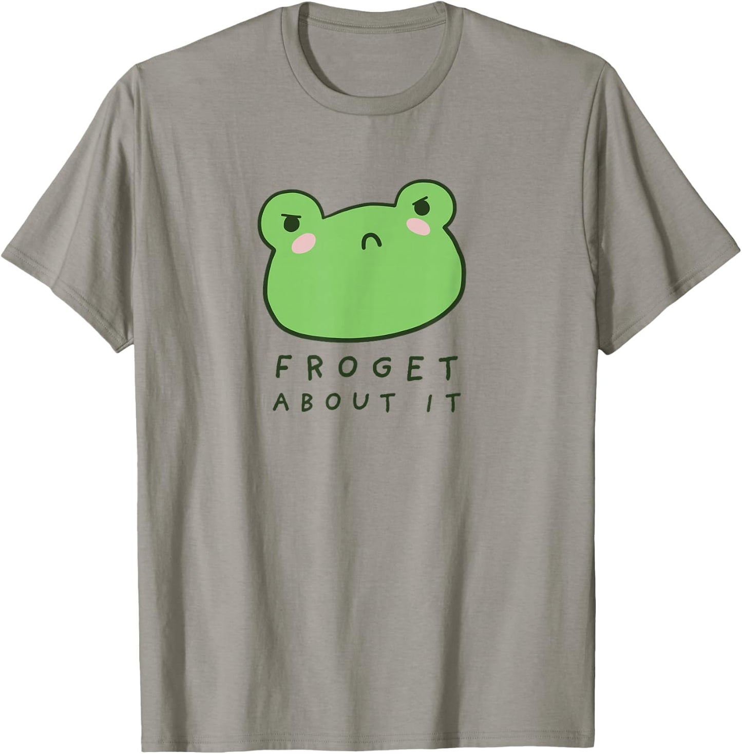 Froget About It, Cute Grumpy Aesthetic Frog T-Shirt - T-Shirt | Sand