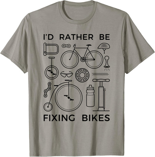 Fun Bicycle Mechanic Rather Be Fixing Bikes T-Shirt - T-Shirt | Sand