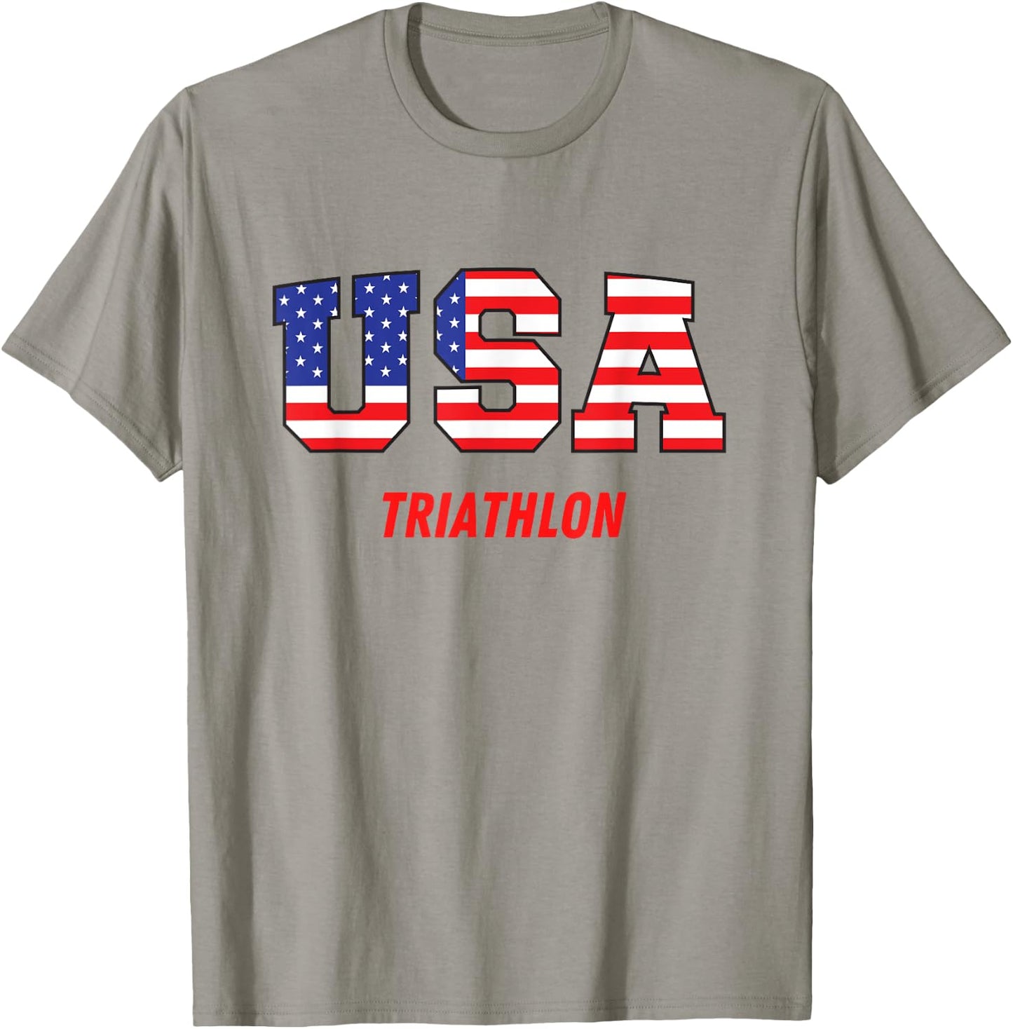 Triathlon USA Go Team Sport Patriotic American Flag T-Shirt - T-Shirt | Sand