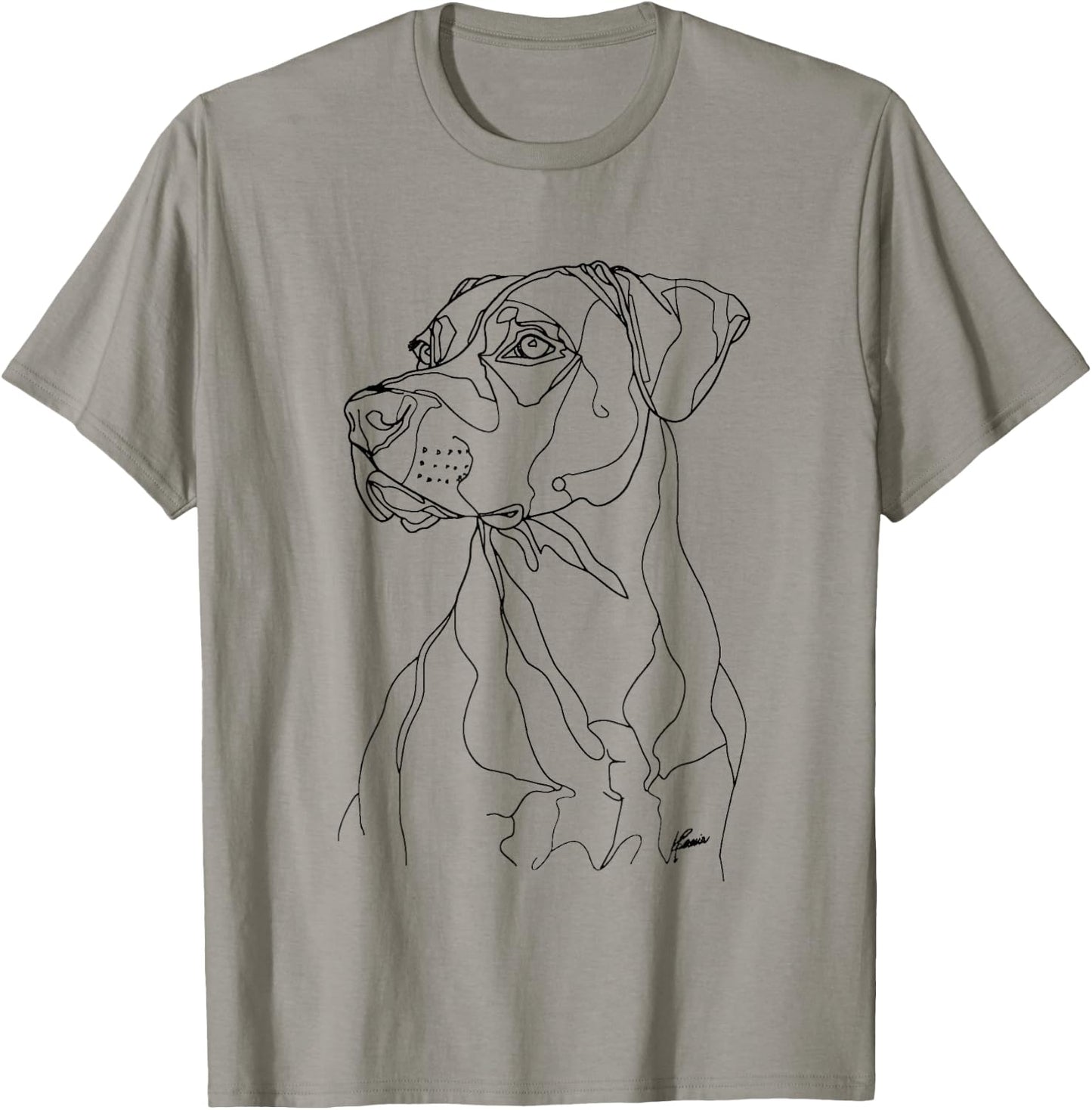 Black Mouth Cur Dog Line Art Minimalist Mom Dad T-Shirt - T-Shirt | Sand