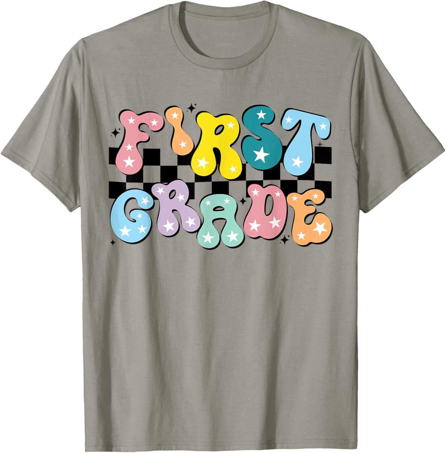 Retro First Grade Teacher 1st Grade Team Group Groovy T-Shirt - T-Shirt | Sand