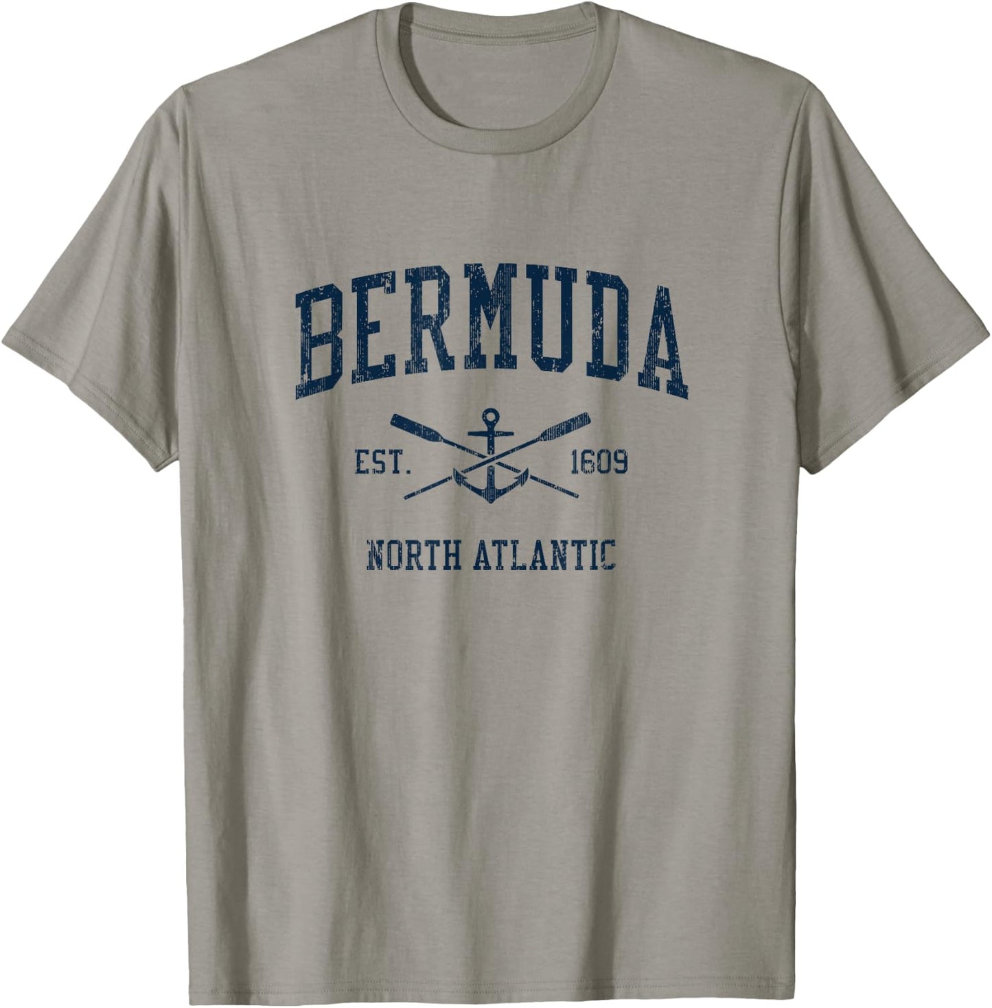 Bermuda Vintage Navy Crossed Oars & Boat Anchor T-Shirt - T-Shirt | Sand