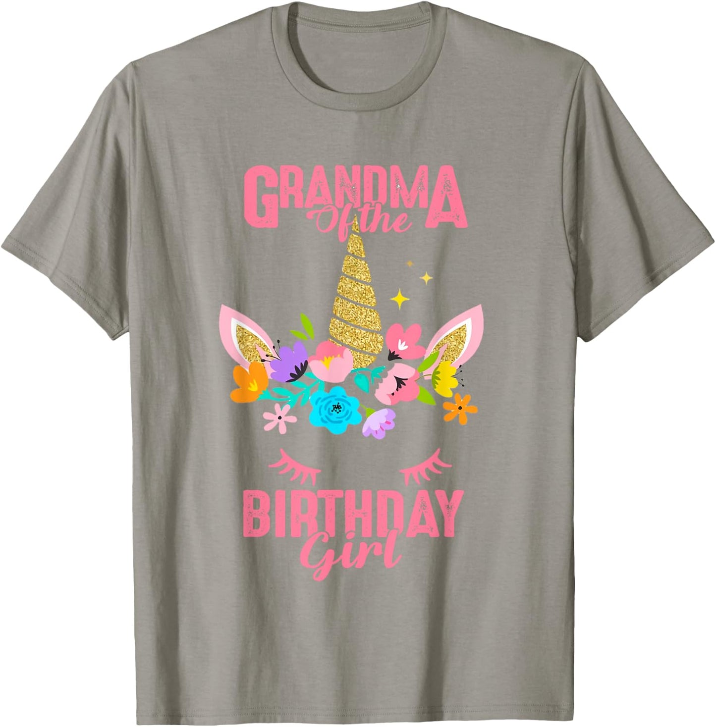 Grandma of the Birthday Girl Gift Unicorn Birthday Matching T-Shirt - T-Shirt | Sand