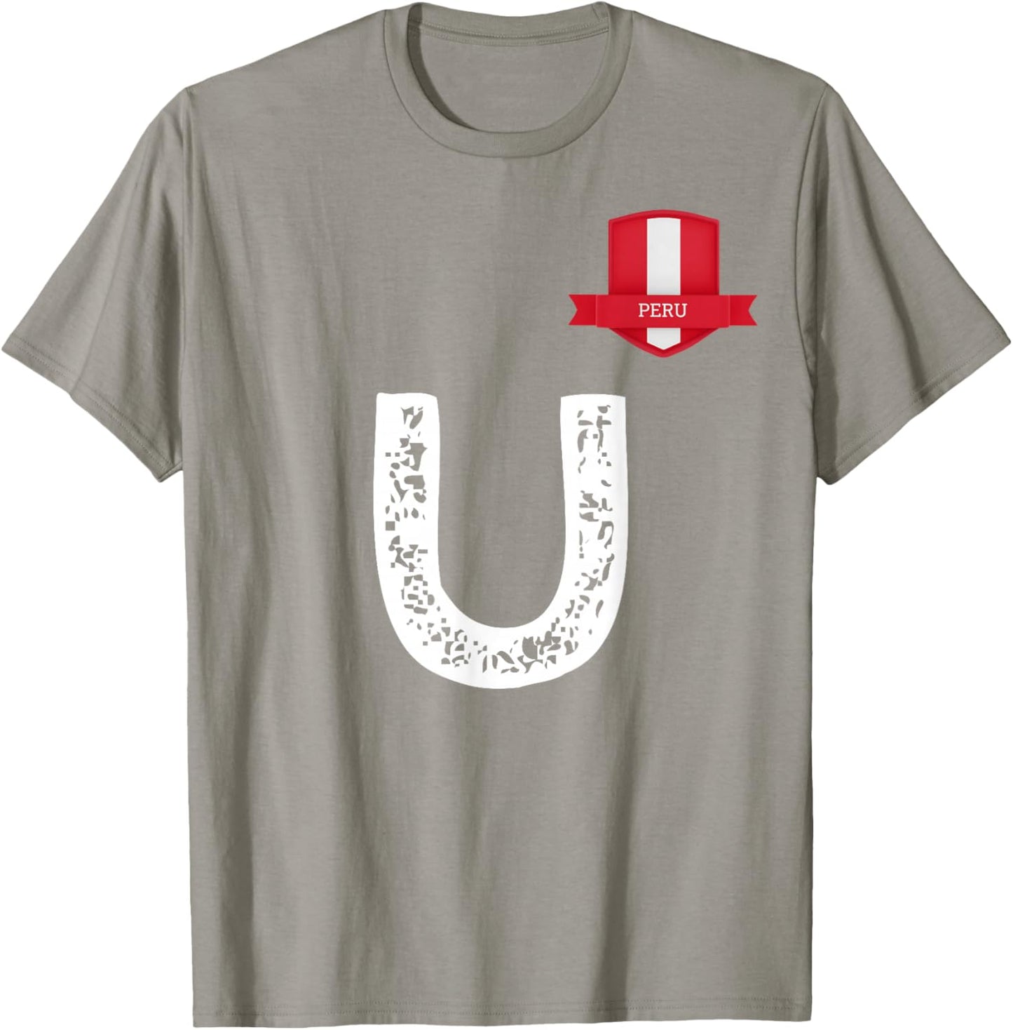 Peru Human-Flag Letter U Peru T-Shirt - T-Shirt | Sand
