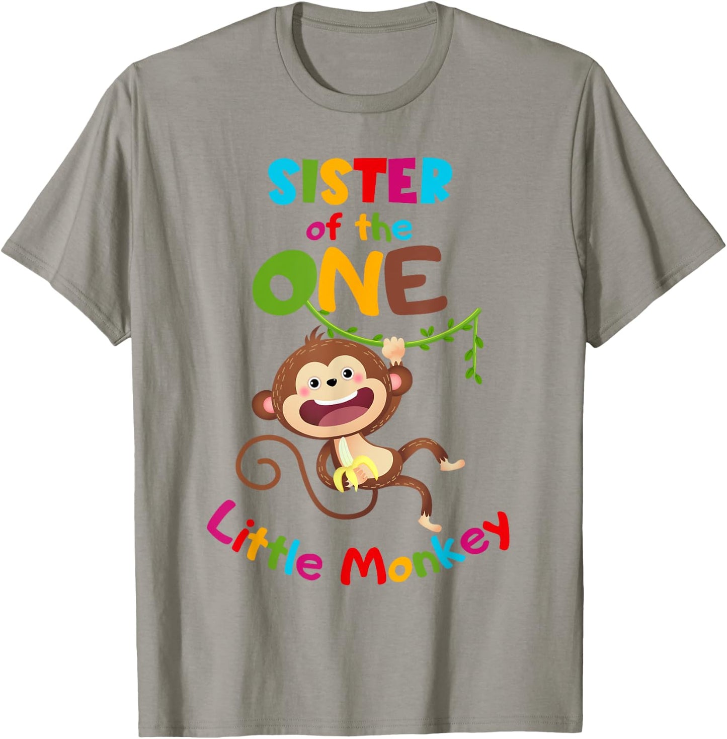 Sister ONE Little Monkey Jungle Theme 1st Birthday T-Shirt - T-Shirt | Sand
