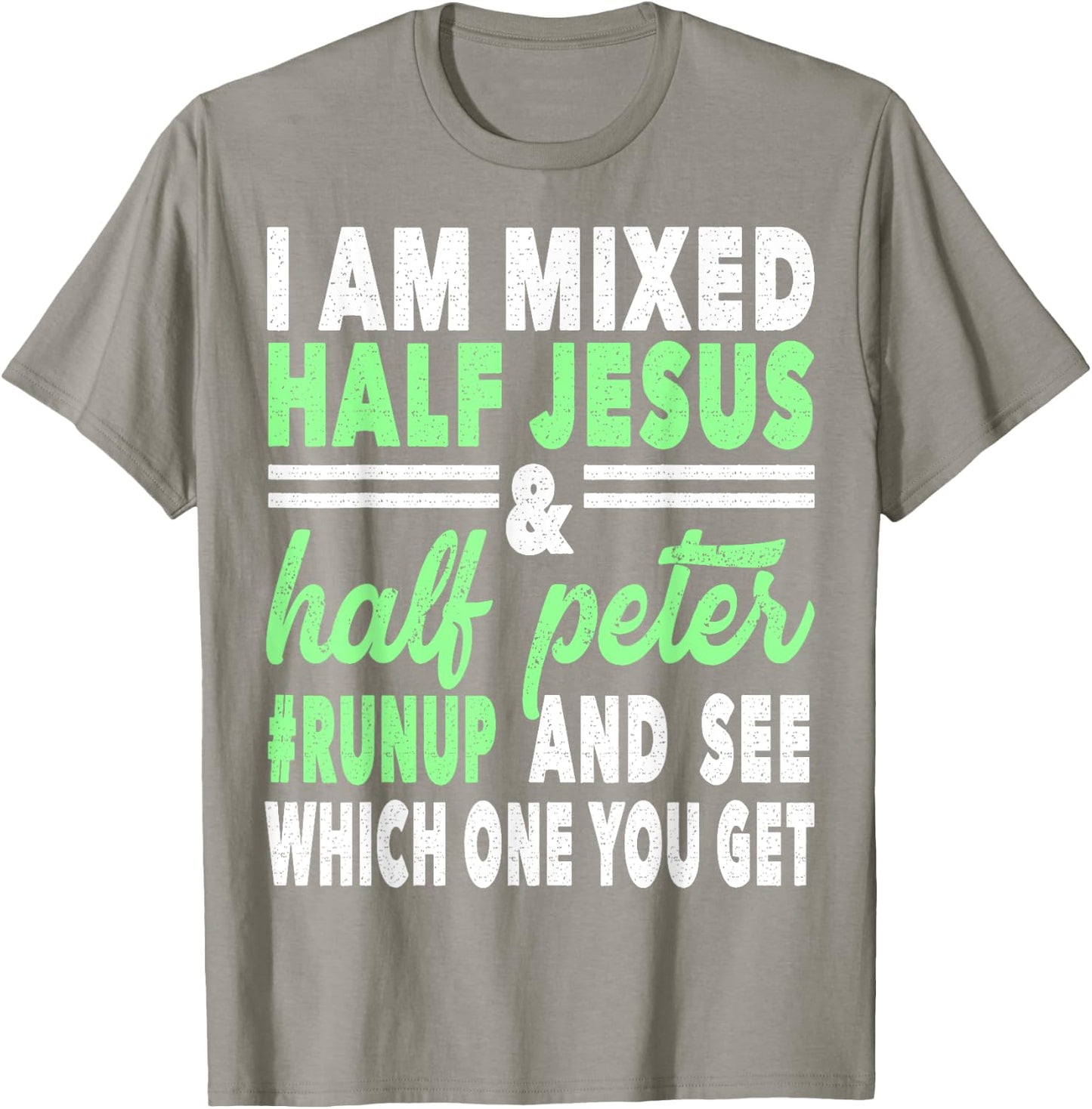 Mixed Half Jesus and Half Peter Gift a Christians T-Shirt - T-Shirt | Sand