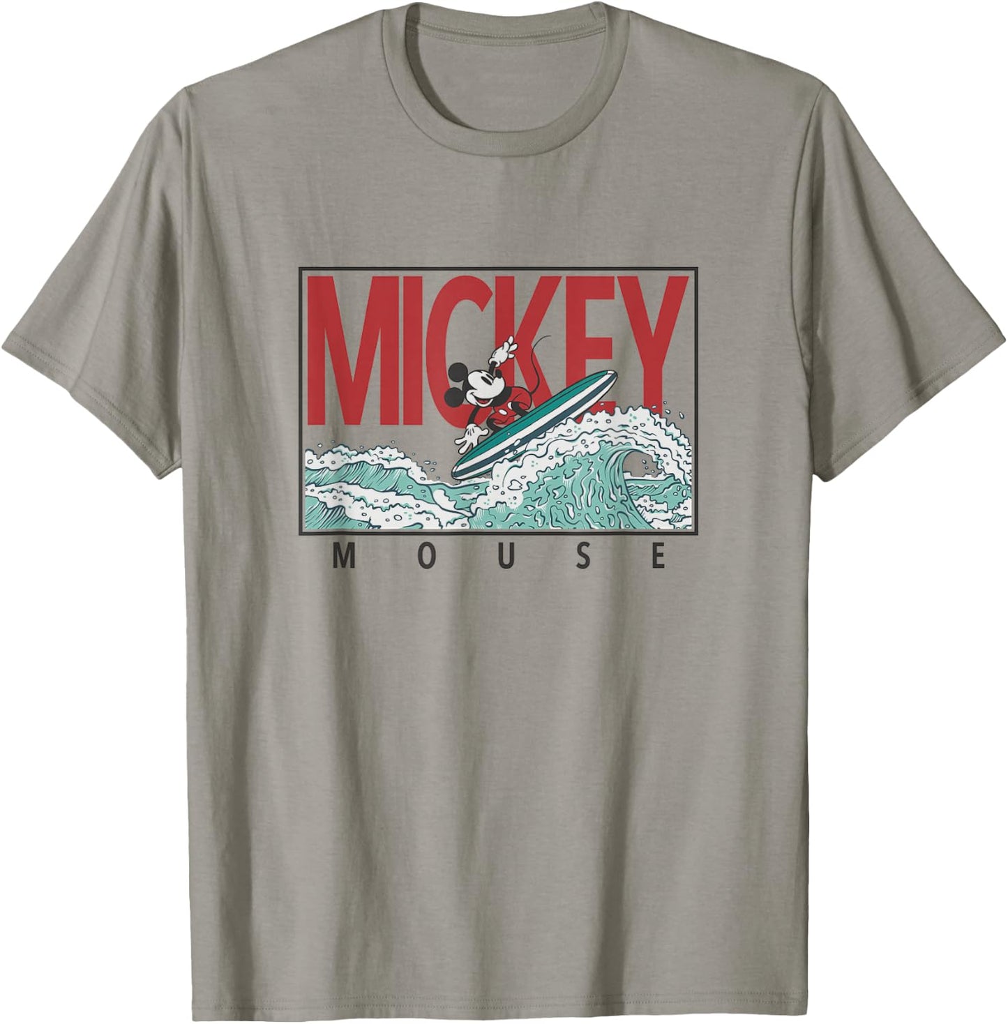 Disney Mickey And Friends Mickey Surfing Retro Chest Poster T-Shirt - T-Shirt | Sand
