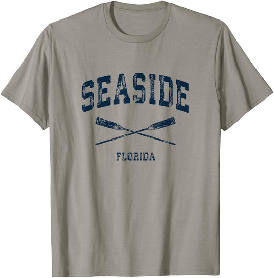 Seaside Florida Vintage Nautical Crossed Oars Navy T-Shirt - T-Shirt | Sand
