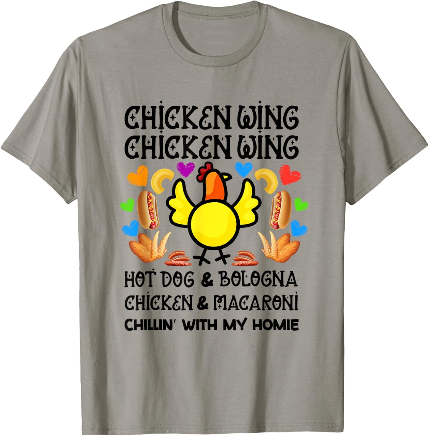 Cooked Chicken Wing Chicken Wing Hot Dog Bologna Macaroni Women Girls Kids T-Shirt - T-Shirt | Sand