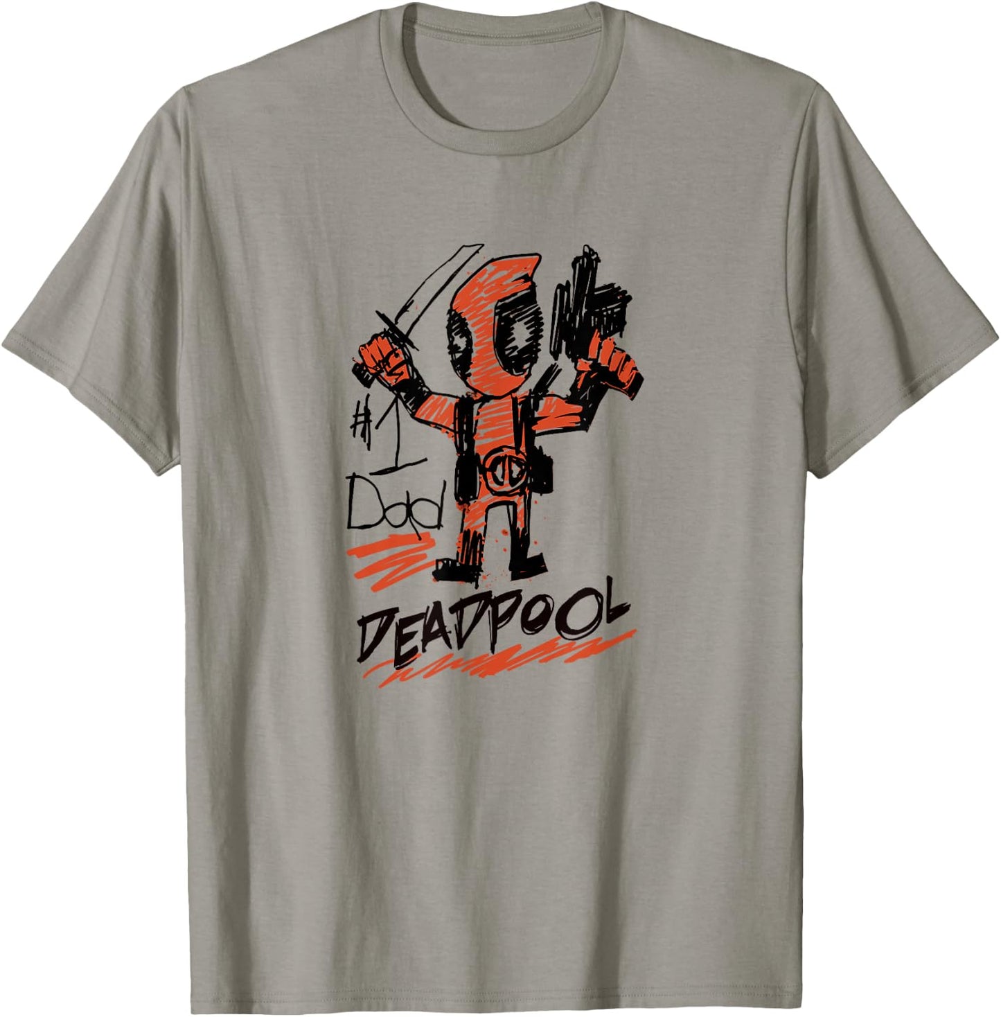 Marvel Deadpool #1 Dad Deadpool Sketch Father's Day T-Shirt - T-Shirt | Sand