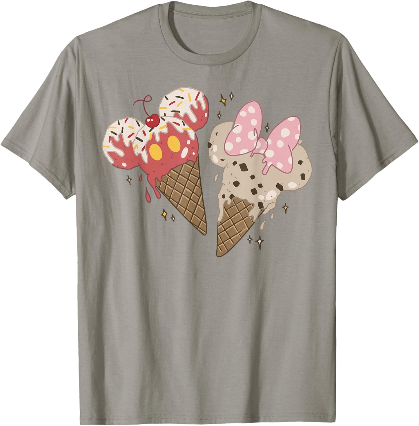 Disney Mickey And Friends Mickey & Minnie Ice Cream Cones Short Sleeve T-Shirt - T-Shirt | Sand