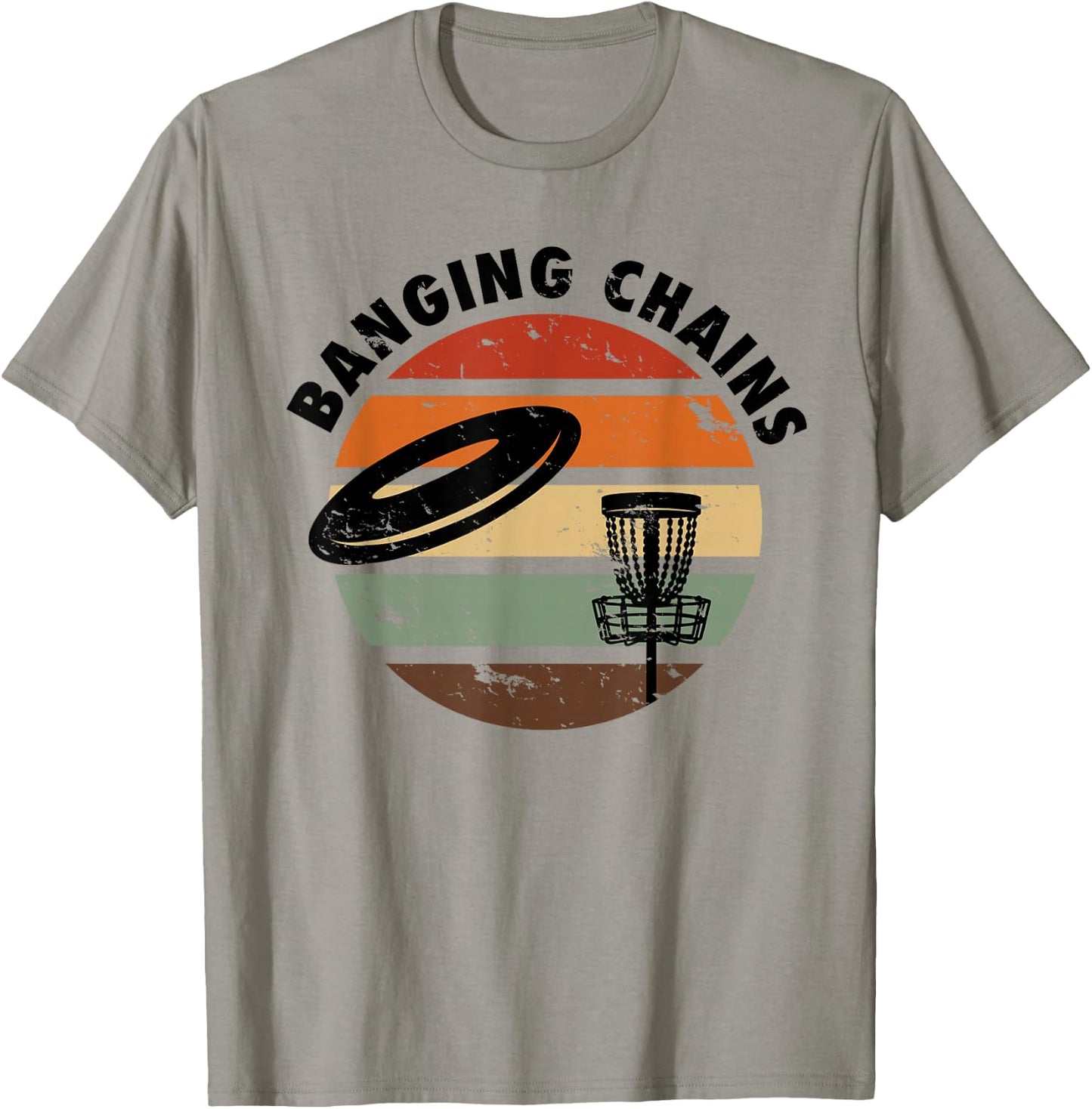 Banging Chains Disc Golf Retro Frisbee T-Shirt - T-Shirt | Sand