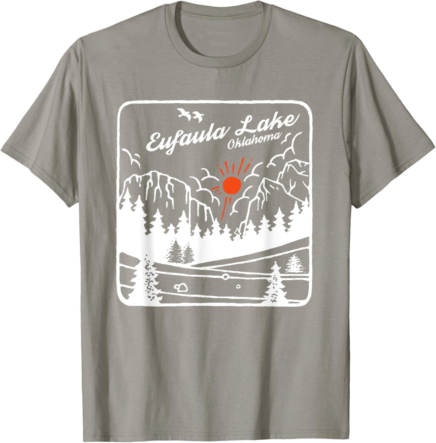 Eufaula Lake Souvenir Fishing Vintage OK Map Gifts Oklahoma T-Shirt - T-Shirt | Sand