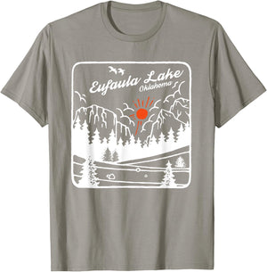 Eufaula Lake Souvenir Fishing Vintage OK Map Gifts Oklahoma T-Shirt - T-Shirt | Sand