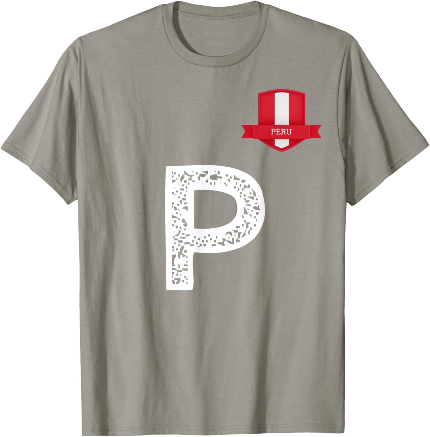 Peru Human Flag Letter P Peru T-Shirt - T-Shirt | Sand