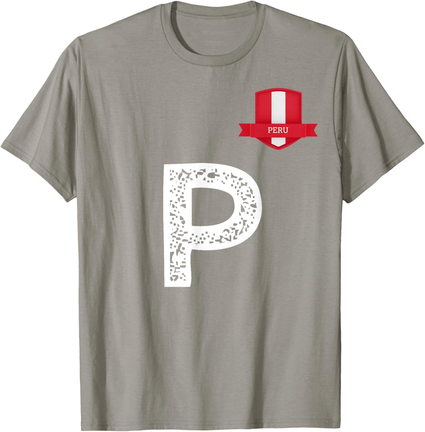 Peru Human Flag Letter P Peru T-Shirt - T-Shirt | Sand